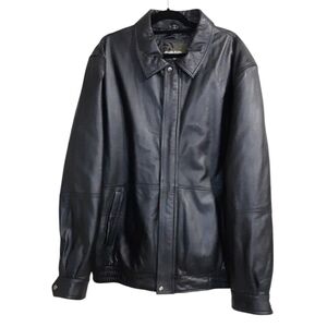 Vintage Boston Outfitters leather bomber jacket coat men 2XLT full zip y2k event